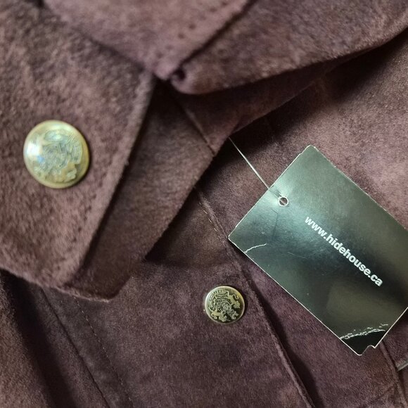 VTG Hide House Collection Eggplant Suede Parka Coat XS (Fits M) Canada NWT Y2K - Picture 9 of 14